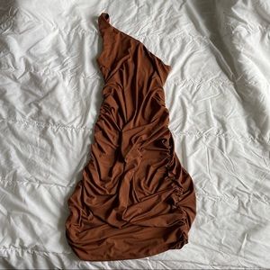 Ruched one shoulder dress